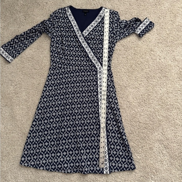 Talbots Blue and White A-line Dress with Long Sleeves - Picture 9 of 9